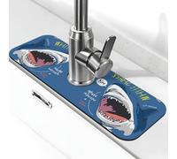 Great White Shark - Tappetino per lavello da cucina, ad asciugatura rapida, tappetino di scarico intorno al rubinetto per lavello da cucina, tappetino per lavello da bagno