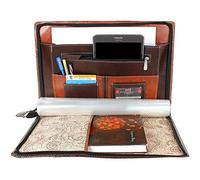 GreatDio® Cartella portadocumenti professionale in similpelle per certificati, portadocumenti con 20 fogli (formato B4, colore: marrone misto)