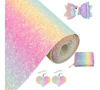 Greatdiy 1 rotolo di tessuto in finta pelle lucida con glitter arcobaleno pastello, 30 x 132 cm, per realizzare orecchini Cricut e artigianato (30 x 132 cm) (18001#2 arcobaleno pastello)