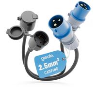 greate 2x adattatore CEE 16A con presa Schuko - adattatore spina CEE 230V con cavo da 50 cm e protezione IP44 - adattatore da campeggio a Schuko, spina da campeggio