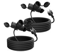 greate 2x Prolunga elettrica da 10 metri con 3 prese - Spina elettrica impermeabile IP44 per estern - Presa shuko 3500W - Prolunghe elettriche, cavo prolunga elettrica, prolunga 16A