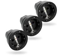 greate 3x Presa volante schuko IP44 da esterno con protezione antipiega e impermeabile - Presa femmina 16a in gomma 230V con scarico della trazione, 2 poli e 3,7kW - Presa schuko con contatto di terra