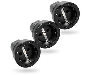 greate 3x Presa volante schuko IP44 da esterno con protezione antipiega e impermeabile - Presa femmina 16a in gomma 230V con scarico della trazione, 2 poli e 3,7kW - Presa schuko con contatto di terra