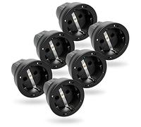 greate 6x Presa volante schuko IP44 da esterno con protezione antipiega e impermeabile - Presa femmina 16a in gomma 230V con scarico della trazione, 2 poli e 3,7kW - Presa schuko con contatto di terra