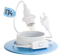 greate Portalampada E14 con cavo e interruttore bianco 3,5 metri - Porta lampadina E14 con spina max. 60W 250V