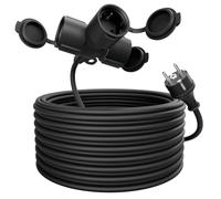 greate Prolunga elettrica da 20 metri con 3 prese - Spina elettrica impermeabile IP44 per estern - Presa shuko 3500W - Prolunghe elettriche, cavo prolunga elettrica, prolunga 16A