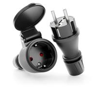 greate Set 1x spina tedesca maschio + 1x presa tedesca femmina impermeabile IP54 - spine schuko e presa 16A femmina 230V con protezione piega & scarico trazione - spina shuko 2 poli & 3,7kW