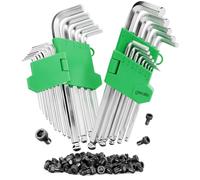 greate Set di chiavi a brugola con testa sferica 26 pezzi - Set brugole da 1,27 a 10 mm in acciaio CRV con supporto pieghevole robusto - chiavi esagonali