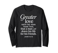 Greater Love Hath No Man Giovanni 15:13 Versi Biblici Scrittura Maglia a Manica