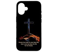 Greater Love Hath No Man Than This - John 15:13 Jesus Cross Custodia per iPhone 16