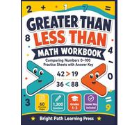 Greater Than Less Than Math Workbook: Comparing Numbers 0-100 Practice Sheets with Answer Key for Grades 1-3