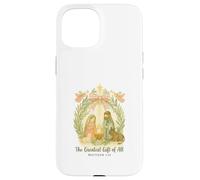 Greatest Gifts of All Nativity Matthew 1:21 Christmas Custodia per iPhone 15