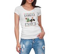 GREATFITS Funny The Office Christmas Happy Birthday Jesus Camicia Bianca Donna con Scollo a V