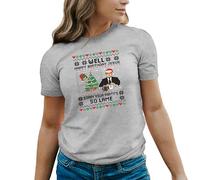 GREATFITS Funny The Office Christmas Happy Birthday Jesus Maglietta Grigia da Donna