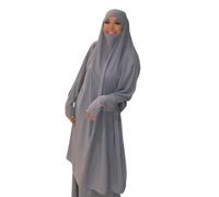 Greatfool Donna Jilbab Musulmana Grigio - Elegante e Modesto, Taglia Unica