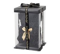 GreatGift® - Orso di rose nere 25 cm + 75 petali di rosa - in confezione di lusso -Rose Bear - Nero - Regalo romantico - San Valentino - Regalo per lei (Nero)