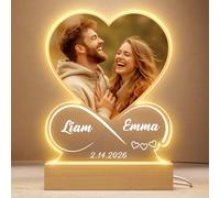 Greatminer Lampada Personalizzata Cuore Infinito con Foto e Nomi - Luce Notturna LED Cornice Luminosa in Plexiglass - Regalo Personalizzato San Valentino Anniversario per Lui Lei Fidanzata Fidanzato