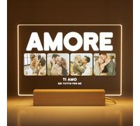 Greatminer Targa Personalizzata Amore con Foto e Dedica - Regalo Romantico per Coppie - Idee Regalo San Valentino - Targa Plexiglass 18x14cm con Base LED Opzionale