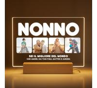 Greatminer Targa Personalizzata Nonno con Foto e Dedica - Regalo Festa dei Nonni - Idee Regalo Nonno - Targa Plexiglass 18x14cm con Base LED Opzionale