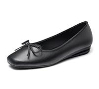 Greatonu Ballerina Donna Ballerine da Donna Casual Classiche di Forma Quadrata con Tacco E Nodo Decorativo-Nero-EU40
