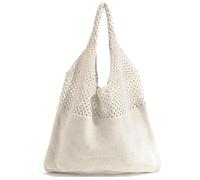 GREATRICH Borsa Mare Donna Grande a Maglia Beige - Borsa Spiaggia per Bag a Tracolla Ispirazione Saint Barth, Tote Intrecciata per Vacanze Estive Stile Boho per Spiaggia, Viaggi e Piscina
