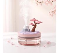 GREATRICH Mini Umidificatore Ambiente 320ml Umidificatore Camera da Letto Design Vulcano Creativo Umidificatore con luce Notturna 2 Modalità di Nebbia da Tavolo per Camera da Letto Ufficio