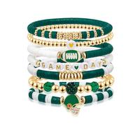 GREATRICH Set di 7 Braccialetti Amicizia con Ciondolo Pallone da Calcio, Perle Lettere, Bracciale Bambino e Braccialetti Bambina, Bracciale Ragazzo e Ragazza Appassionati di Sport
