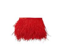 GreatRise 10-15 cm di larghezza, con piume di struzzo, soffice passamontagna con frange, in peluche, per fai da te, artigianato, cucito, costumi, decorazioni rosse, 3 m