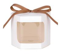 GreatRise 10 scatole per torte esagonali con finestrella per torte, scatole regalo per matrimonio, compleanno, Natale, feste, biscotti, confezione bianca, 10 x 10 x 10 cm