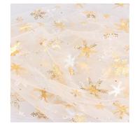 GreatRise 150 cm di larghezza, tessuto in tulle con motivo a fiocchi di neve, tessuto al metro con glitter per cucito, tessuto trasparente glitterato per abito da principessa, decorazioni natalizie