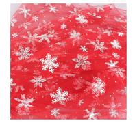 GreatRise 150 cm di larghezza, tessuto in tulle con motivo a fiocchi di neve, tessuto al metro con glitter per cucito, tessuto trasparente per abito da principessa, decorazioni natalizie, colore rosso