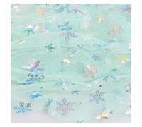 GreatRise 150 cm di larghezza, tessuto in tulle con motivo a fiocchi di neve, tessuto al metro con glitter per cucito, tessuto trasparente glitterato per abito da principessa, decorazioni natalizie