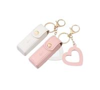 GreatRise 2 custodie per rossetto con specchio a cuore, in pelle PU, rossetto, portachiavi per rossetto, organizer per rossetti, set portatile, per donne, rosa+bianco