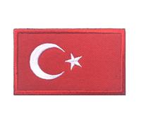 GreatRise 2 pezzi bandiera della Turchia, distintivi militari, 8 × 5 cm, ganci e anelli europei, bandierine ricamate, distintivi colorati, autoadesivi, per vestiti, zaini, uniformi, giubbotto