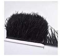 GreatRise 8 - 10 cm di piume di struzzo, passamaneria in peluche, per fai da te, per lavori fai da te, cucito, cappello, costumi, decorazione, nero, 2 m