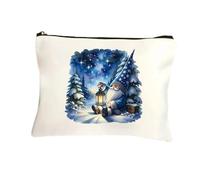 GreatRise Beauty case in tela con Babbo Natale, gnomo, borsa per trucchi da donna, con chiusura lampo, beauty case, organizer per viaggi, Natale, regalo di Natale, verde, verde