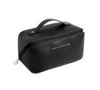GreatRise Borsa cosmetica da viaggio in PU Leader Make up borsa impermeabile borsa da toilette portatile organizer per cosmetici grande capacità borsa da viaggio portatile per donne, mamma, Nero