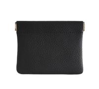 GreatRise Borsa cosmetica in vera pelle piccola borsa cosmetica portatile con chiusura automatica, senza cerniera, per monete auricolari, per uscire shopping incontri viaggi, Nero