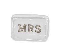 GreatRise Borsa cosmetica trasparente per trucchi da sposa, impermeabile, con perle e strass, con chiusura lampo, organizer per vacanze, viaggi, bagno, stile 1