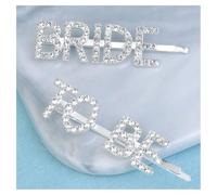 GreatRise Fermaglio per capelli con lettere di strass, piccoli fermagli piatti a forma di dritta, con brillantini, per donne, ragazze, spose e spose (lega, 2 pezzi)