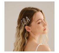GreatRise Fermaglio per capelli con strass a forma di lettera piccola, piatta, a forma dritta, con brillantini, con cristalli, per donne e ragazze