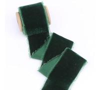GreatRise Nastro di velluto con frange fatte a mano, 3,8-4 cm, larghezza nastro decorativo per matrimoni, decorazioni floreali, confezioni regalo, creazione di fiocchi, fatto a mano, colore verde, 5 m