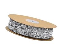 GreatRise Nastro di velluto su un lato, 20 metri, con brillantini, nastro decorativo per bouquet, matrimonio, battesimo e compleanno, cucito, argento, 2,5 cm