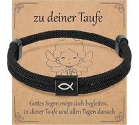 GreatRise Regalo per cresima per ragazzi e ragazze, braccialetto con simbolo del pesce Ichthy, con biglietto di auguri e confezione regalo, lunghezza regolabile, regalo per battesimo, prima comunione