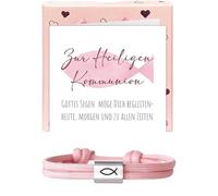 GreatRise Regalo per cresima per ragazzi e ragazze, braccialetto con simbolo del pesce Ichthy, con biglietto di auguri e confezione regalo, lunghezza regolabile, regalo per battesimo e prima comunione