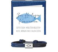 GreatRise Regalo per cresima per ragazzi e ragazze, braccialetto con simbolo del pesce Ichthy, con biglietto di auguri e confezione regalo, lunghezza regolabile, regalo per battesimo, prima comunione