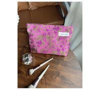 GreatRise Rosarot Trousse per cosmetici in tela fiore beauty case da donna borsa da viaggio organizer da viaggio con chiusura lampo per donne e ragazze, Grande fiore di Lychee