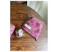 GreatRise Rosarot Trousse per cosmetici in tela fiore beauty case da donna borsa da viaggio organizer da viaggio con chiusura lampo per donne e ragazze, Fiore di lychee trapezoidale