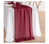 GreatRise - Runner da tavolo in chiffon, 90×180 cm, in stile boho, in mussola, in tulle, per matrimoni, in gaza rustica, per decorazioni da cucina, in bordeaux, per feste di compleanno