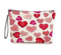 GreatRise Trousse per cosmetici a forma di cuore, piccola borsa da toilette con chiusura lampo, borsa per trucchi, in lino e a forma di cuore, per fidanzata, mamma, sposa, damigelle d'onore